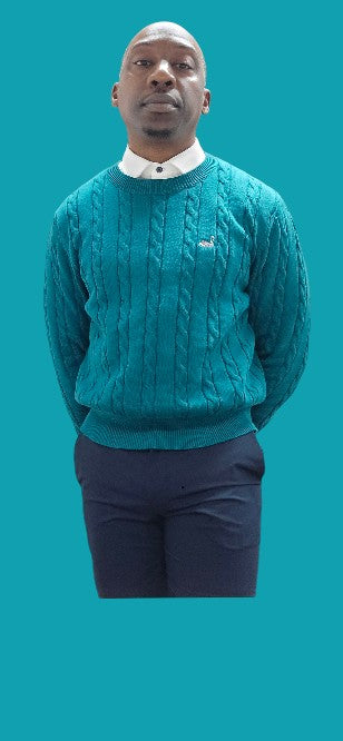 Teal Cable Knit Cotton Sweater