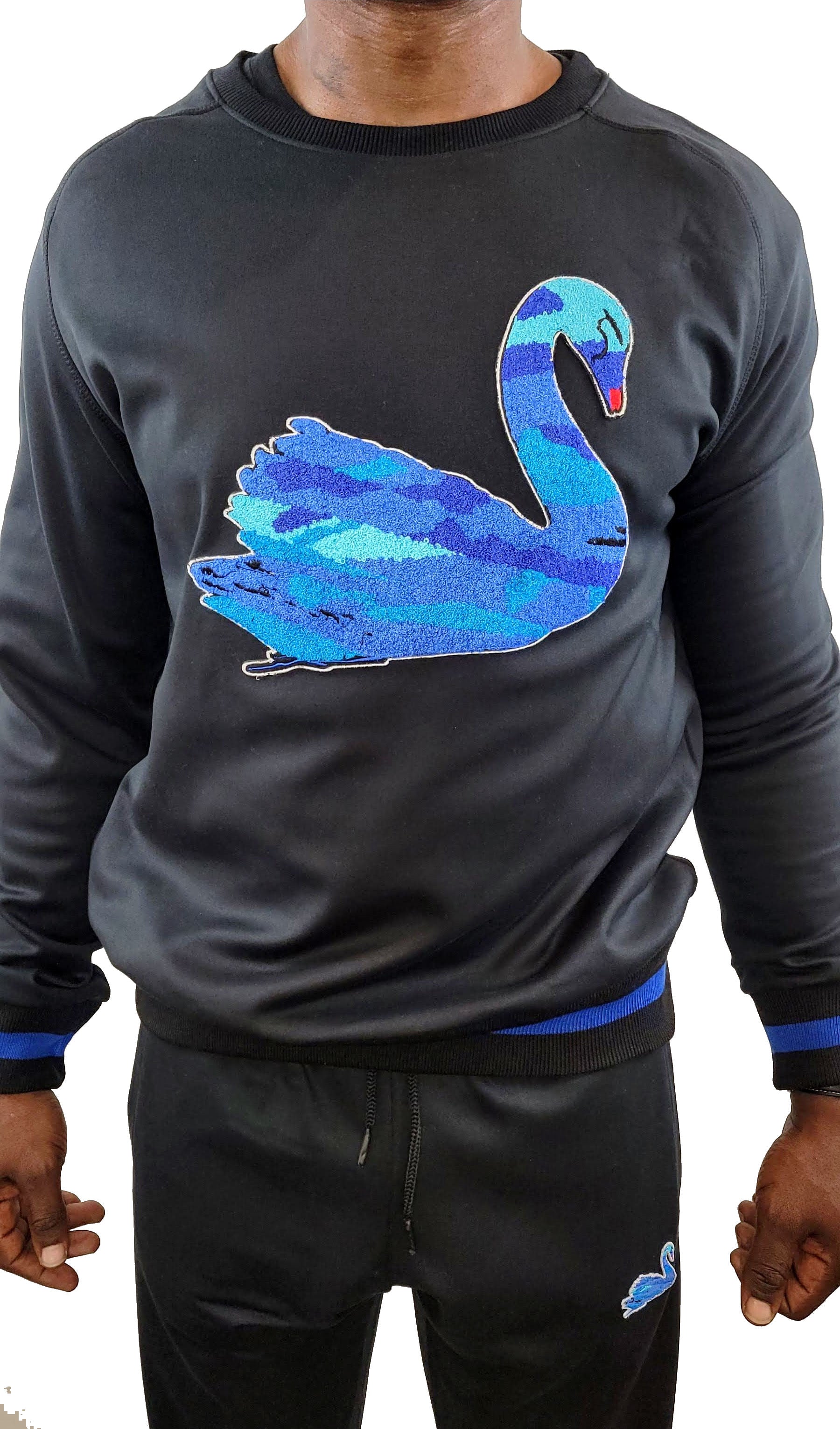 Blue Camo Swan Sweater
