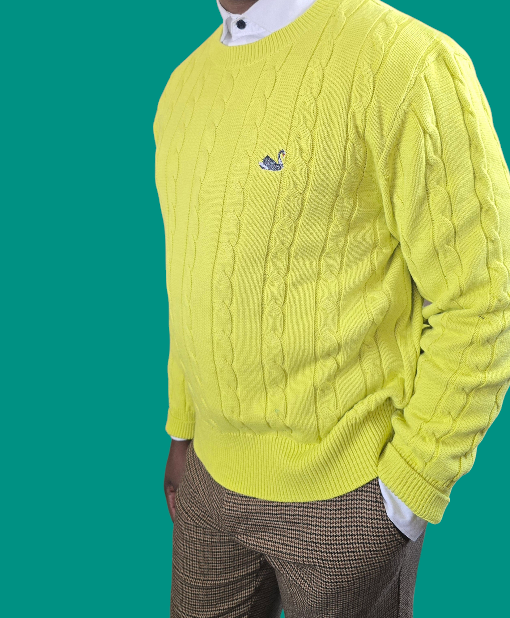 Yellow Cable Knit Cotton Sweater