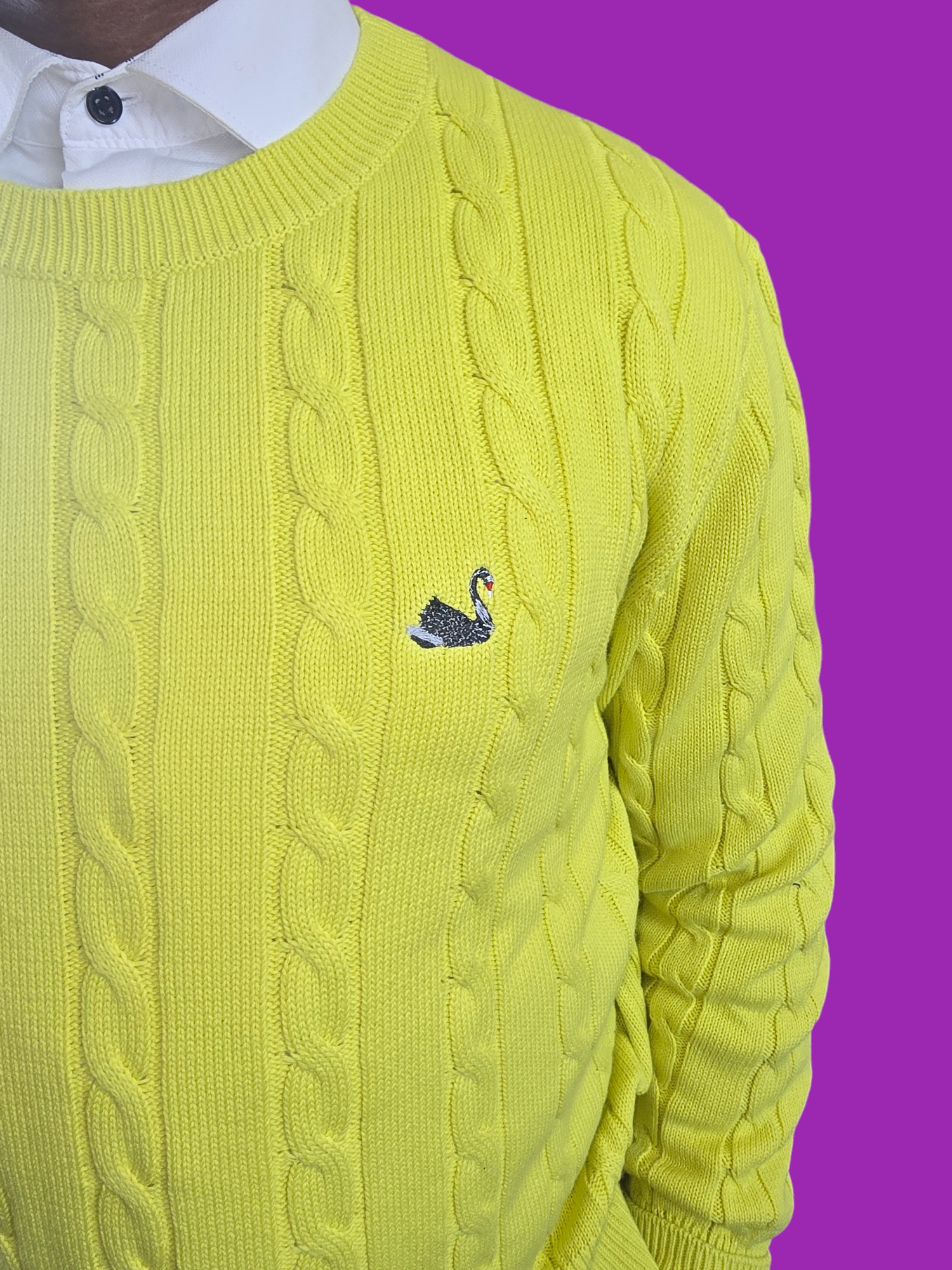Yellow Cable Knit Cotton Sweater