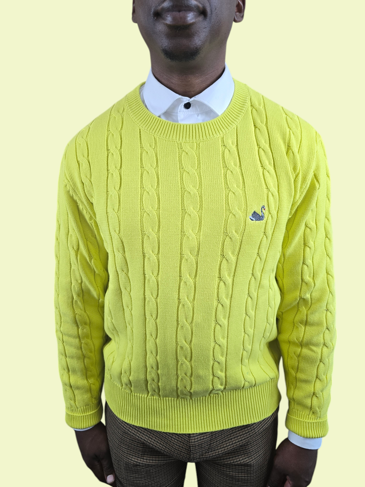 Yellow Cable Knit Cotton Sweater